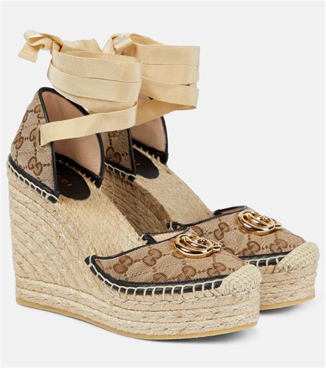 gucci brown wedges|gucci canvas espadrilles.